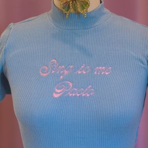 Blue Y2K Lizzie McGuire crop top